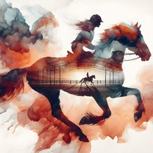 Load image into Gallery viewer, AB Diamond Painting - Full Round - Silhouette scenery horse (40*40CM)
