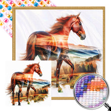 Load image into Gallery viewer, AB Diamond Painting - Full Round - Silhouette scenery horse (40*40CM)
