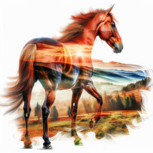 Load image into Gallery viewer, AB Diamond Painting - Full Round - Silhouette scenery horse (40*40CM)
