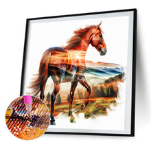 Load image into Gallery viewer, AB Diamond Painting - Full Round - Silhouette scenery horse (40*40CM)
