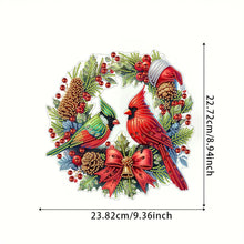 Load image into Gallery viewer, Acrylic Special Shape Christmas Wreath Cardinal Diamond Painting Hanging Pendant
