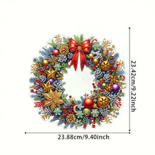 Load image into Gallery viewer, Acrylic Special Shape Christmas Wreath Cardinal Diamond Painting Hanging Pendant
