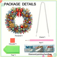 Load image into Gallery viewer, Acrylic Special Shape Christmas Wreath Cardinal Diamond Painting Hanging Pendant

