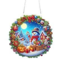 Load image into Gallery viewer, Acrylic Special Shape Christmas Wreath Cardinal Diamond Painting Hanging Pendant
