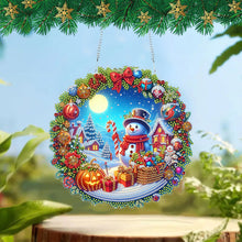 Load image into Gallery viewer, Acrylic Special Shape Christmas Wreath Cardinal Diamond Painting Hanging Pendant
