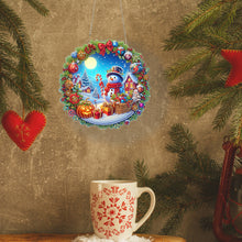 Load image into Gallery viewer, Acrylic Special Shape Christmas Wreath Cardinal Diamond Painting Hanging Pendant

