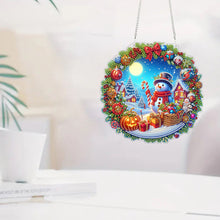 Load image into Gallery viewer, Acrylic Special Shape Christmas Wreath Cardinal Diamond Painting Hanging Pendant
