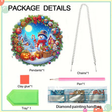 Load image into Gallery viewer, Acrylic Special Shape Christmas Wreath Cardinal Diamond Painting Hanging Pendant

