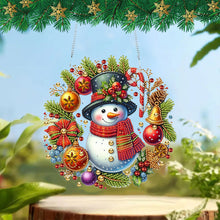 Load image into Gallery viewer, Acrylic Special Shape Christmas Wreath Cardinal Diamond Painting Hanging Pendant
