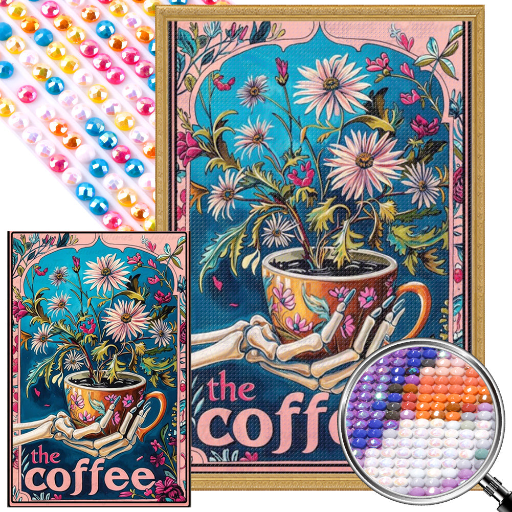 AB Diamond Painting - Full Round - Flowers in coffee cup (40*60CM)