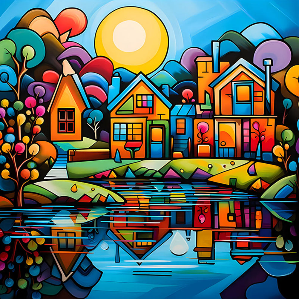 Diamond Painting - Full Round - Colorful house (40*40CM)