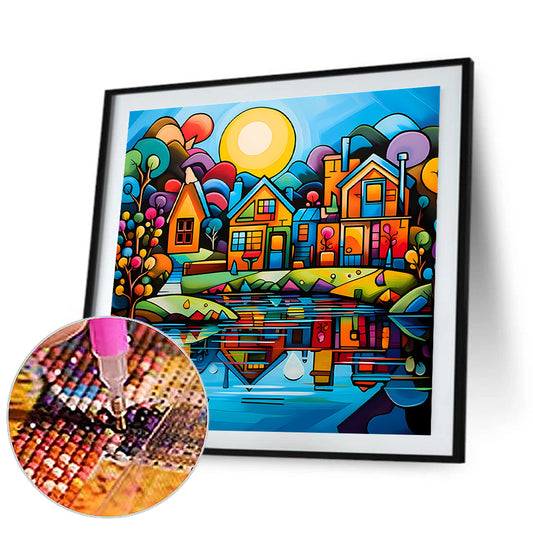 Diamond Painting - Full Round - Colorful house (40*40CM)