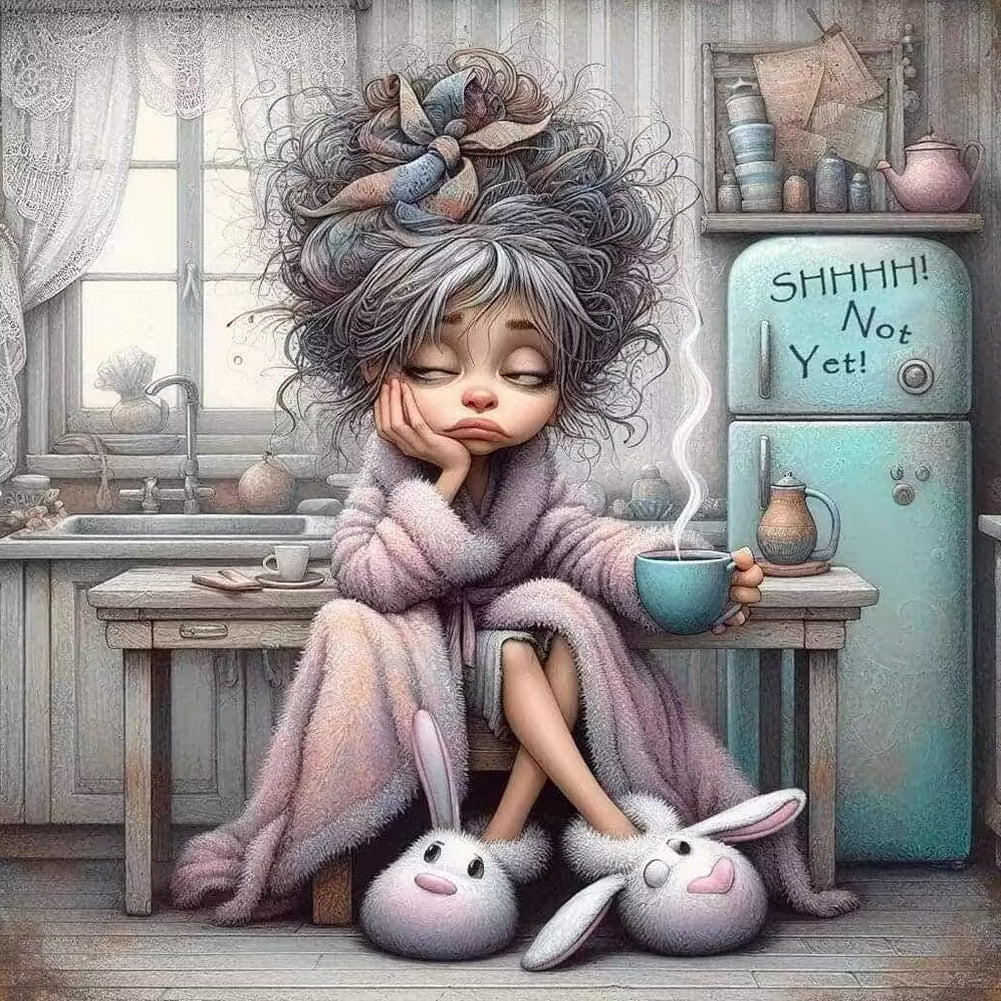 Diamond Painting - Full Round - Sleepy girl (30*30CM)
