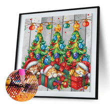 Load image into Gallery viewer, Diamond Painting - Partial Special Shaped - Cat under the Christmas tree (40*40CM)

