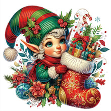 Load image into Gallery viewer, Diamond Painting - Partial Special Shaped - Christmas elf and Christmas stockings (40*40CM)
