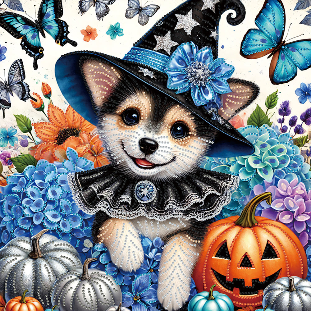 Diamond Painting - Partial Special Shaped - Halloween dog (40*40CM)