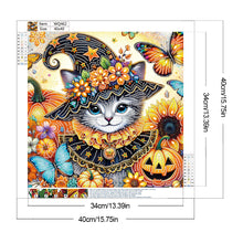 Load image into Gallery viewer, Diamond Painting - Partial Special Shaped - Halloween cat (40*40CM)

