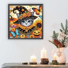 Load image into Gallery viewer, Diamond Painting - Partial Special Shaped - Halloween cat (40*40CM)
