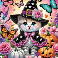 Load image into Gallery viewer, Diamond Painting - Partial Special Shaped - Halloween cat (40*40CM)
