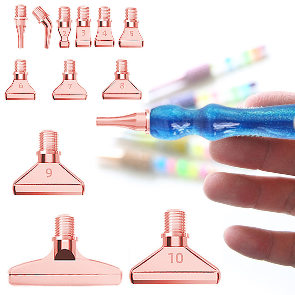 12Pcs 5D DIY Diamond Painting Pen Heads Kit Diamond Painting Tools (Rose Gold)