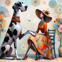 Load image into Gallery viewer, Diamond Painting - Full Round - Dog and lady (40*40CM)
