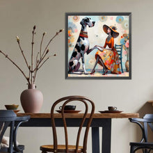 Load image into Gallery viewer, Diamond Painting - Full Round - Dog and lady (40*40CM)
