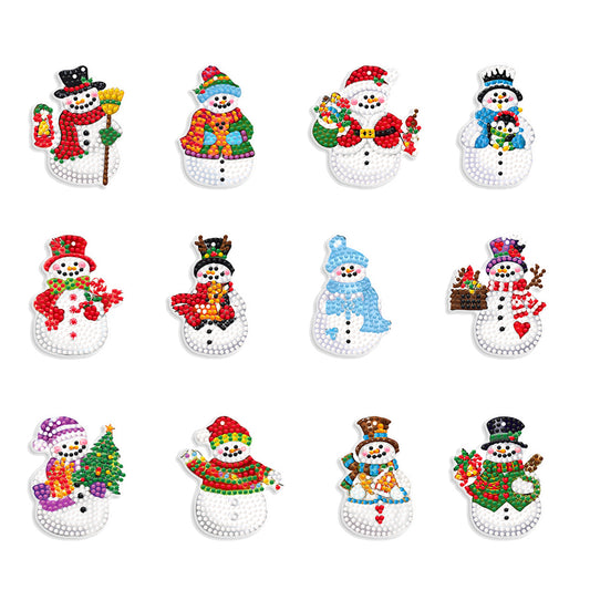 12Pcs Acrylic Christmas Hanging Diamond Painting Art Kits for Christmas Tree