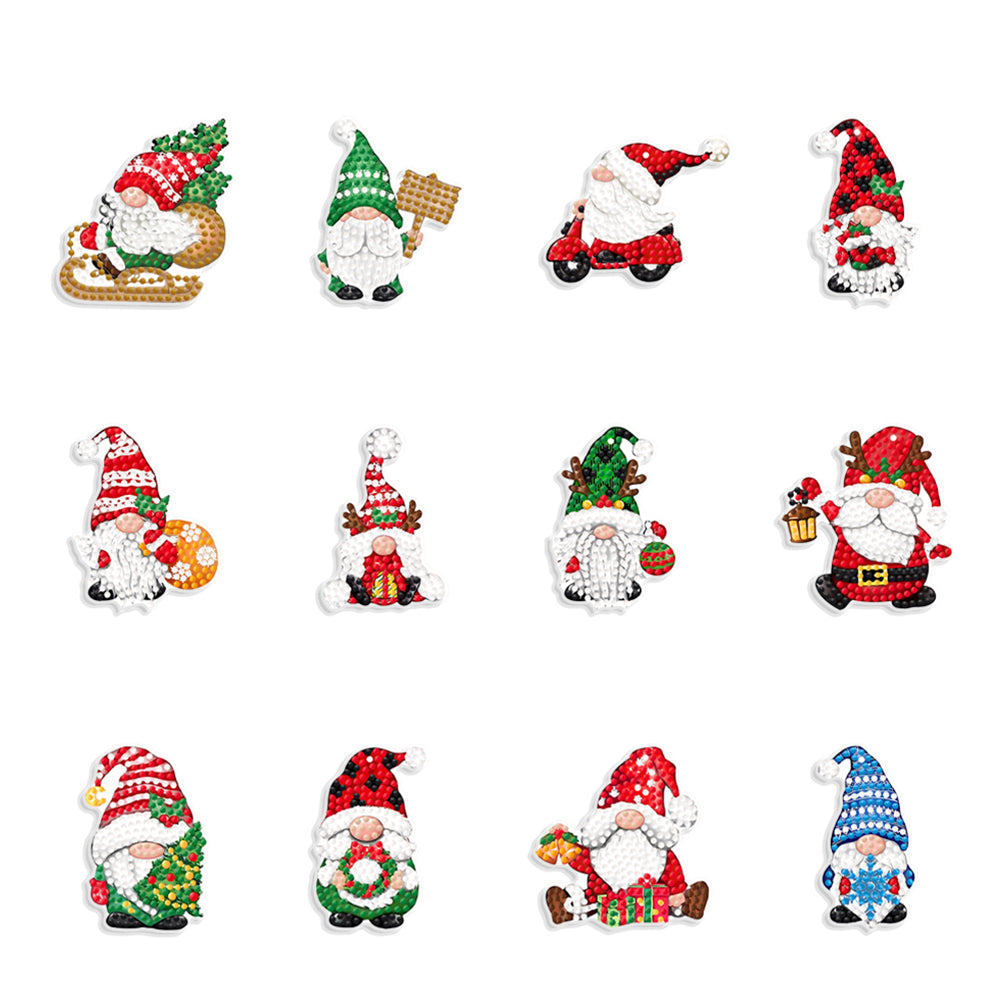 12Pcs Acrylic Christmas Hanging Diamond Painting Art Kits for Christmas Tree
