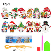 Load image into Gallery viewer, 12Pcs Acrylic Christmas Hanging Diamond Painting Art Kits for Christmas Tree
