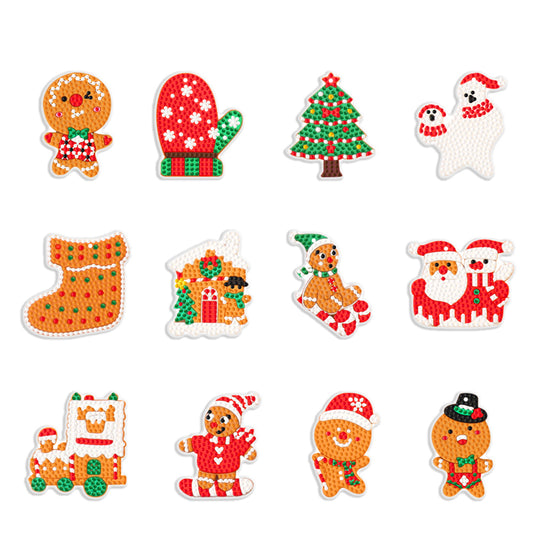 12Pcs Acrylic Christmas Hanging Diamond Painting Art Kits for Christmas Tree