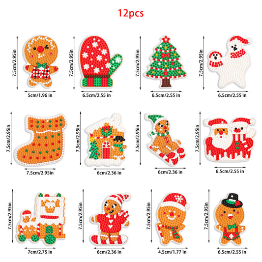 12Pcs Acrylic Christmas Hanging Diamond Painting Art Kits for Christmas Tree