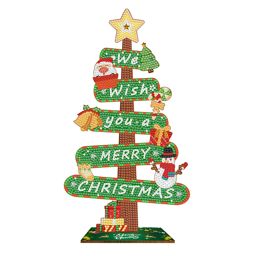 Wooden Special Shaped Christmas Sign Desktop Diamond Art Kits for Home Office