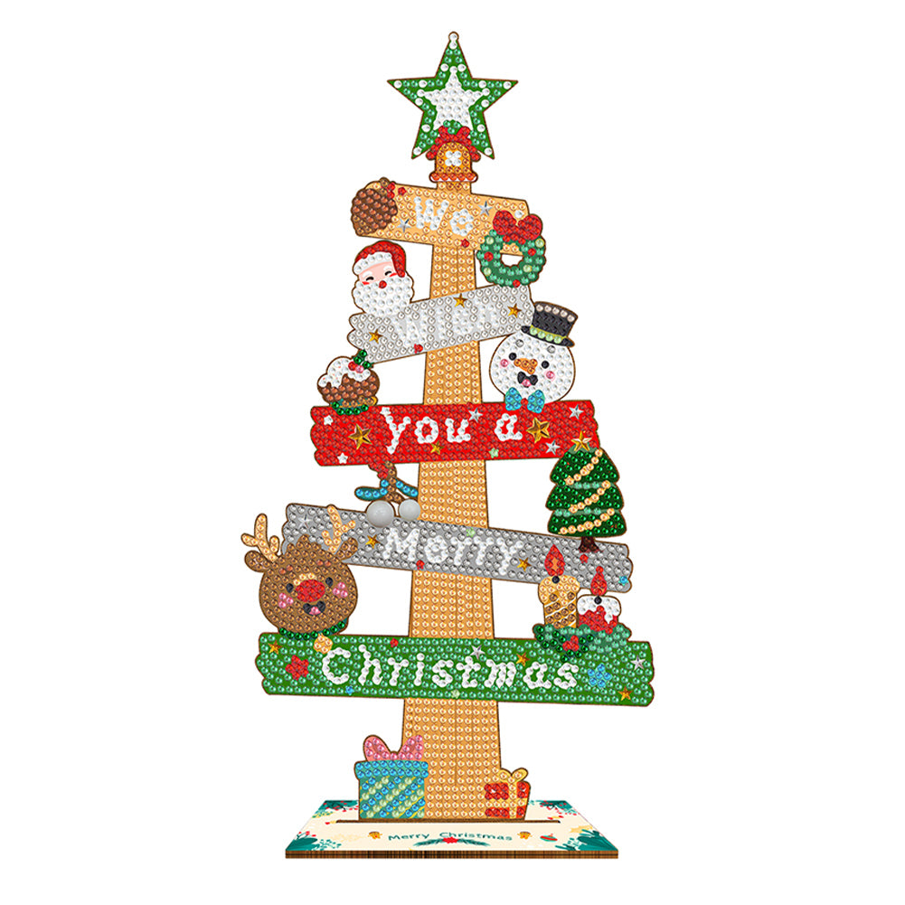 Wooden Special Shaped Christmas Sign Desktop Diamond Art Kits for Home Office