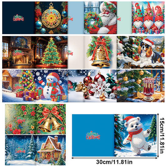 12Pcs Christmas Special Shape DIY Diamond Painting Card for Holiday Party Favors