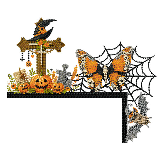 Halloween Cross And Butterfly Diamond Art Door Right Angle Sign for Party Favors