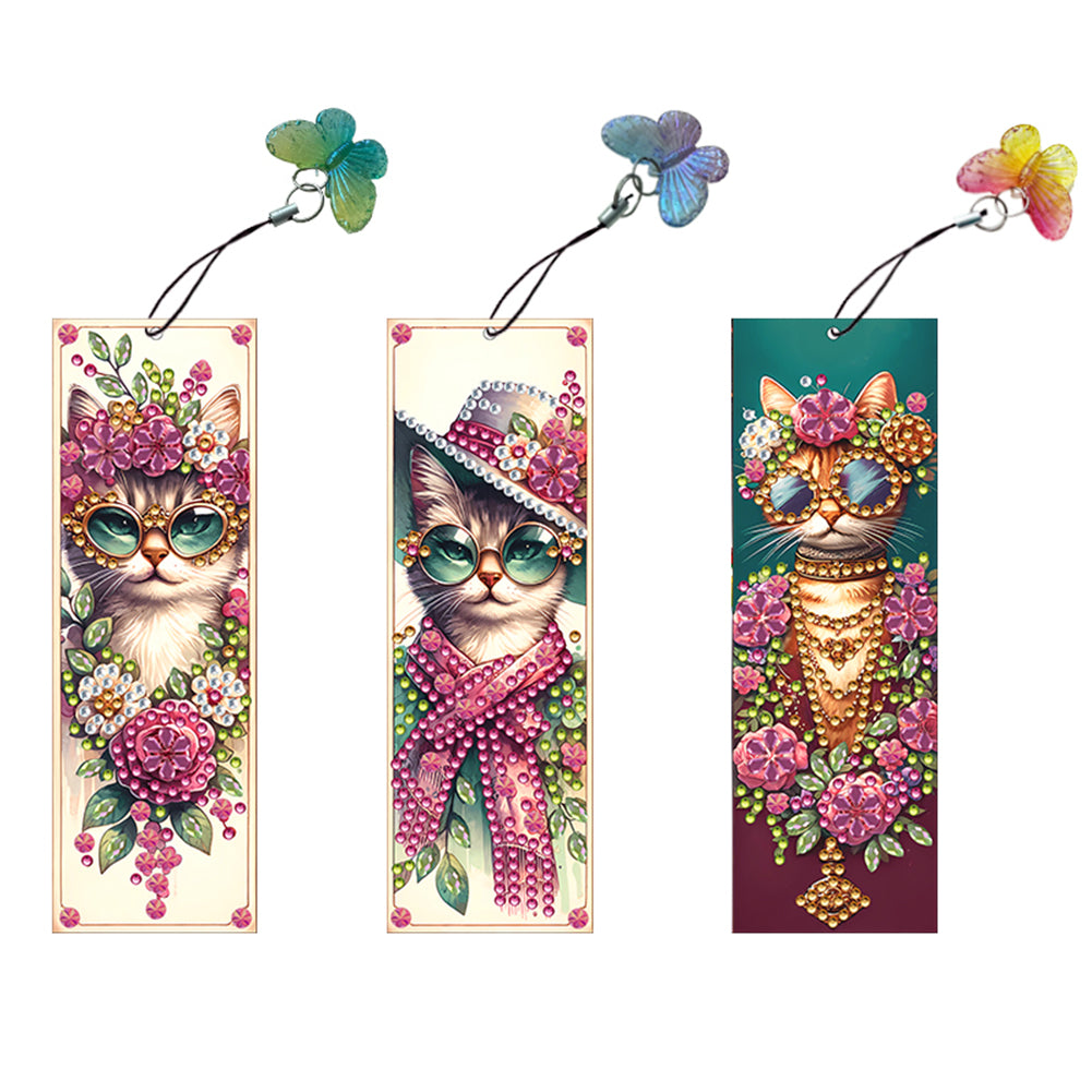 3Pcs Special Shape Animals 5D DIY Diamond Painting Bookmark for Reading Day Gift