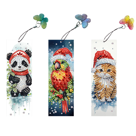 3Pcs Special Shape Animals 5D DIY Diamond Painting Bookmark for Reading Day Gift