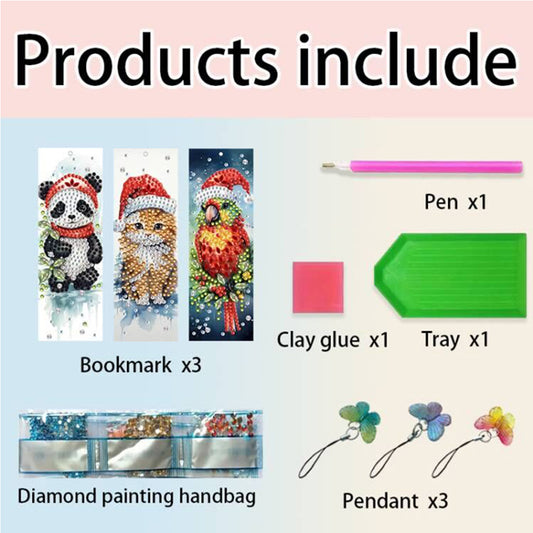 3Pcs Special Shape Animals 5D DIY Diamond Painting Bookmark for Reading Day Gift