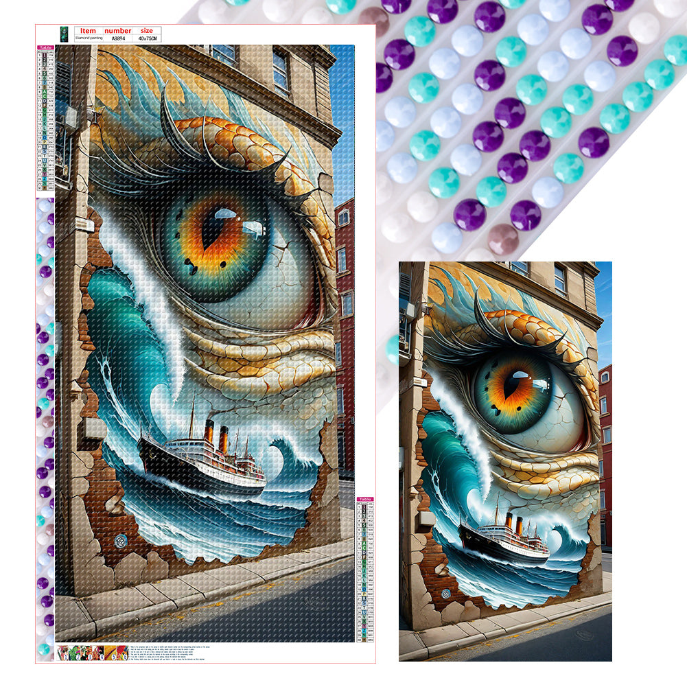 Diamond Painting - Full Round - Wall eyes ship sea (40*75CM)