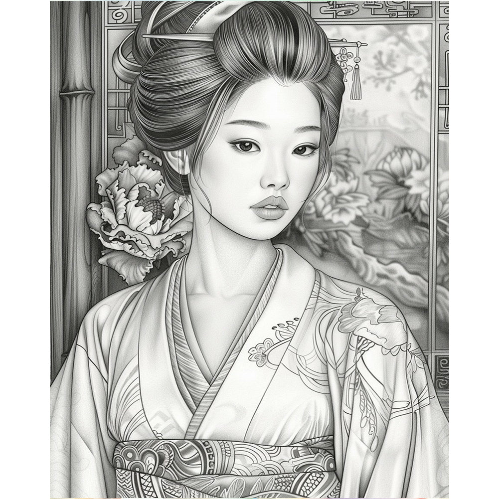 Diamond Painting - Full Round - Black and white girl (40*50CM)