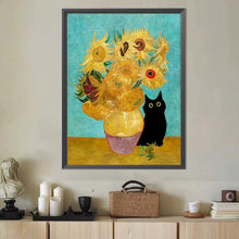 Load image into Gallery viewer, Diamond Painting - Full Round - Sunflower black cat (40*50CM)
