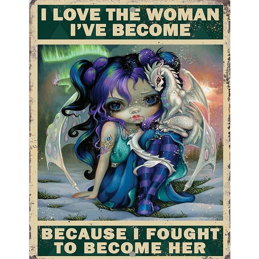 Diamond Painting - Full Round - Pterosaur girl retro pictorial (35*45CM)