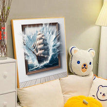 Load image into Gallery viewer, Diamond Painting - Full Round - 3D picture frame sea wave sailboat (40*40CM)
