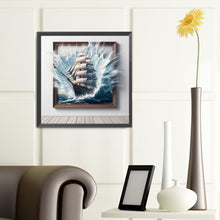 Load image into Gallery viewer, Diamond Painting - Full Round - 3D picture frame sea wave sailboat (40*40CM)
