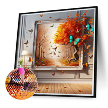 Load image into Gallery viewer, Diamond Painting - Full Round - 3D picture frame autumn bird butterfly (40*40CM)
