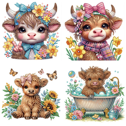 4Pcs Partial Special Diamond Painting Set - Yak (30*30CM)