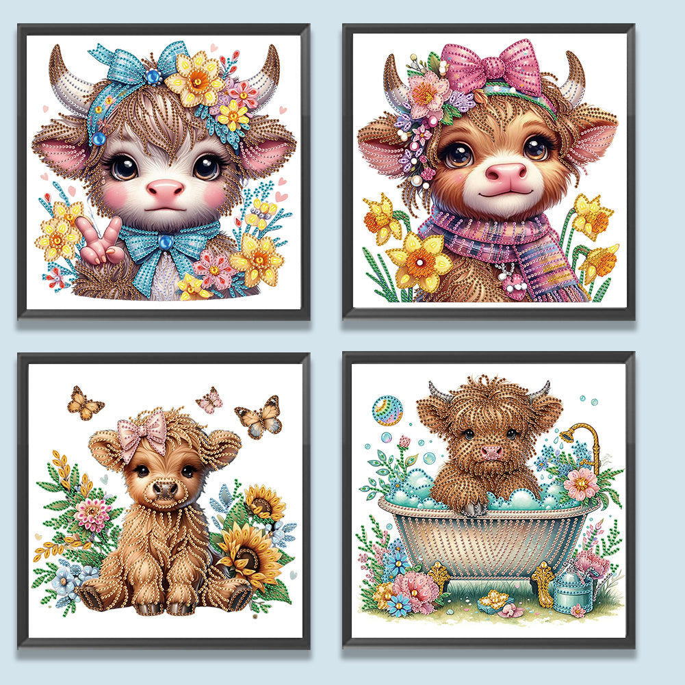 4Pcs Partial Special Diamond Painting Set - Yak (30*30CM)