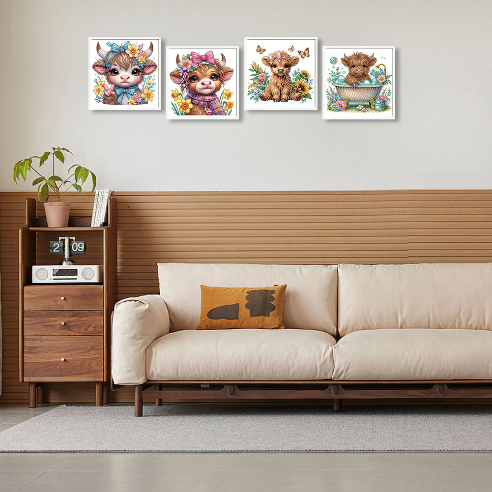 4Pcs Partial Special Diamond Painting Set - Yak (30*30CM)