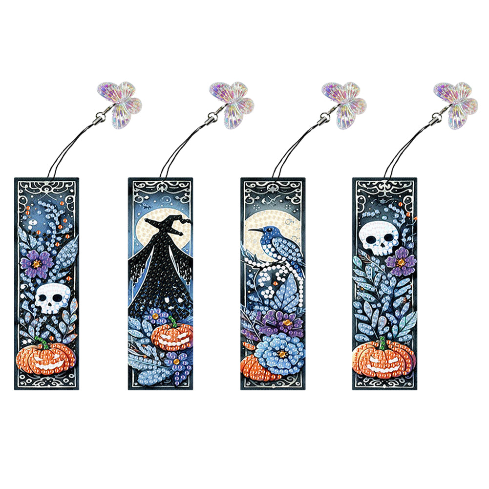 4Pcs Special Shaped Colorful Pattern Diamond Painting Bookmark for Reading Lover