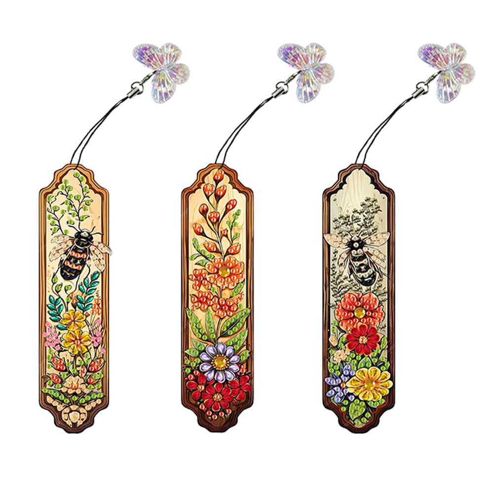 3Pcs Special Shaped Animal Flower 5D DIY Diamond Art Book Mark for Reading Lover